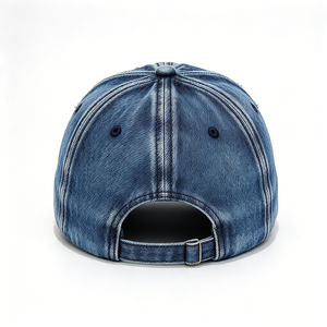 Casquette Dad Hat en jean délavé effet vieilli, 6 panneaux, avec lettres brodées, Vintage Co. Casquette rétro réglable ACE pour femmes et hommes - Product Image 6