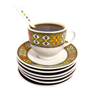 Ensemble de tasses à café éthiopiennes Jebena en porcelaine fine avec logo personnalisé YDY, design Reine de Saba, Éthiopie, vente en gros - Product Image 4