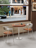 Ensemble de table et chaises rondes 2 places en bois massif et métal de style industriel, durable, pour café, restaurant, salon, usage commercial
