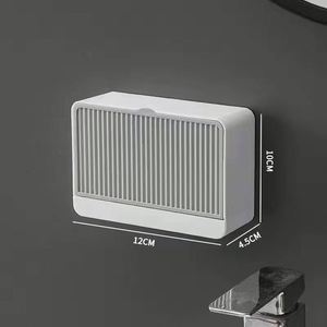 Bathroom Mesh Soap Box Wall Hanging Double-layer <b>Drain</b> Soap Box With <b>Cover</b> - Product Image 4