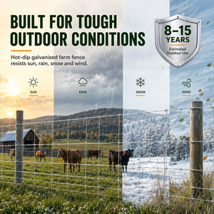 Corrosion Resistant Galvanized Wire <b>Fence</b> 6x6 Mesh Farm <b>Fence</b> 165ft Roll for Animal Protection - Product Image 3