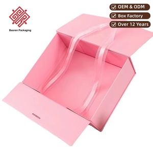 Boîte pliante rigide en carton écologique Baoren, prête à être expédiée, avec un élégant nœud en ruban, pour emballages cadeaux - Product Image 1