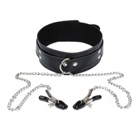 Nouveau collier en cuir avec pince à tétons et chaîne, jouets sexuels SM pour couple, outils sexuels pour femme, jeux pour adultes