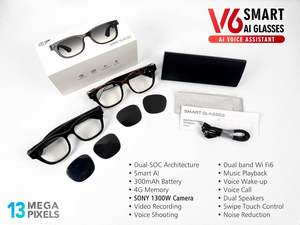Lunettes Intelligentes IA avec Enregistrement Vidéo 13MP, Prise <span class=keywords><strong>de</strong></span> Vue Vocale, Wifi6, Appel Vocal, Double Haut-parleur, <span class=keywords><strong>Réduction</strong></span> du <span class=keywords><strong>Bruit</strong></span> et Assistant IA - Product Image 2