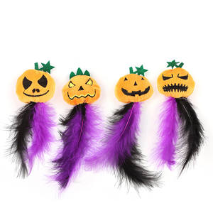 Kediler ve köpekler için tüy ile yeni cadılar bayramı moda kedi kabak kafa çiğnemek oyuncak Squeaker özelliği Bibi ürün içerir - Product Image 3