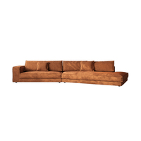 Karamellfarbenes Abriebfestes Stoff-Modulares Ecksofa Chaiselongue Modernes Minimalistisches Gepolstertes L-förmiges Sofa für Apartment und Hotel