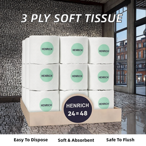 Henrich Papier toilette standard 1 plis en pâte de bois vierge, doux, absorbant, jetable et lavable, fabriqué en Chine - Product Image 2
