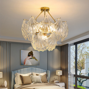 Lampe suspendue en verre transparent AMJ Big Clear Glass Leaves Iron, style moderne, utilisation intérieure, hôtel, couloir, villa, lampe de plafond LED de luxe - Product Image 2