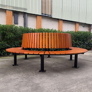 Заводская уличная большая круглая уличная скамья Индивидуальный размер деревянная скамья оцинкованная стальная прочная садовая скамья деревянная со спинкой - Product Image 5