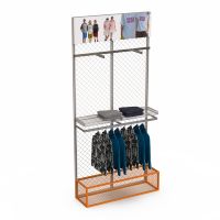 Présentoir métallique sur pied pour vêtements de sport, maillots, baskets et tenues de sport pour magasins de sport et de vêtements
