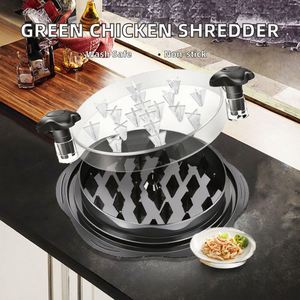 Máquina para Desmenuzar Pollo con Tapa Transparente de Plástico Verde, con Cepillo y Tenedor para Uso en la Cocina - Product Image 3