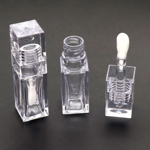 6.5ml Square <b>Clear</b> Empty Lip <b>Gloss</b> Wand Tube Container with Big Brush Head Cosmetic Packaging Custom Transparent Lipgloss Tubes - Product Image 4