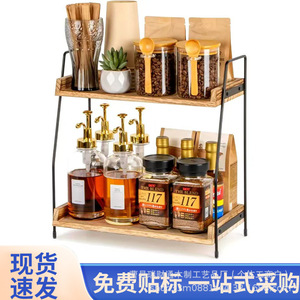 Estante de almacenamiento de madera para escritorio, organizador de cocina de madera maciza de doble capa de 13,8 pulgadas x 10 pulgadas para uso en el baño o la cocina - Product Image 4