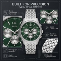 Jam Tangan Logo Kustom Quartz Pria Jam Tangan Logo Kustom Emerald Sunray Face Tali Baja Tahan Karat Trendy Tahan Air