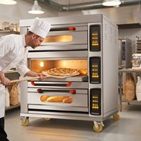 Four à Cuisson Électrique Commercial Chinois pour Restaurants et Hôtels - 3 Niveaux avec Roues à Frein, Acier Inoxydable, Protection Contre la Surchauffe