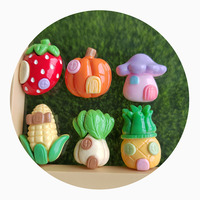 Fruit House Kawaii Charms Harsen Platte Achterkant Cabochons voor Fantasie DIY Knutsels, Slime Charms, Sleutelhanger Hangertjes, Telefoonhoesje Charms