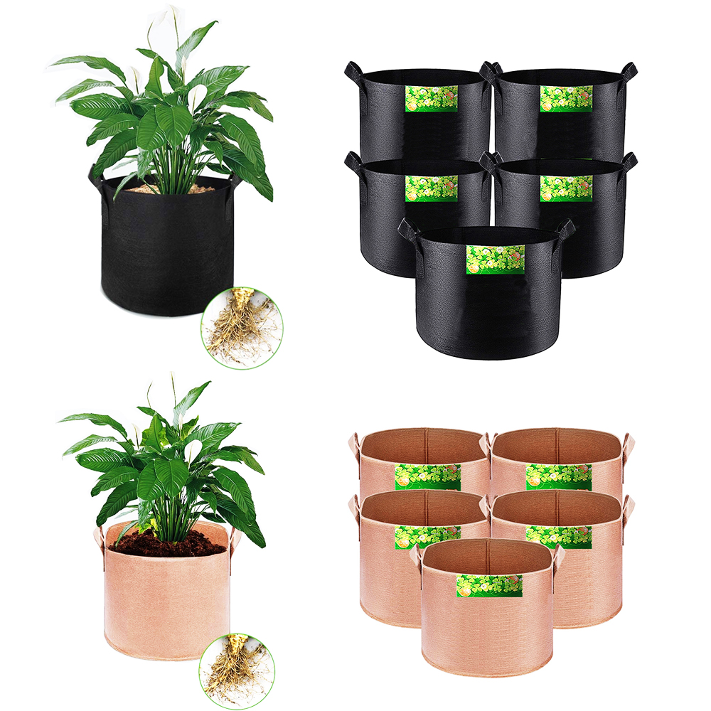 Nhà Máy Không Dệt Cảm Thấy Vải Pot Hdpe Grow Bag Đối Với Cà Chua Cây Dâu Tây 3 5 10 45 50 100 200 Gallon