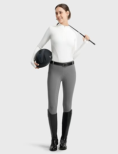 महिलाओं की उच्च वृद्धि पूर्ण सीट घोड़े की सवारी टायर एंटी-बैक्टीरियल एंटी-पिलिंग सिलिकॉन पकड़ जिपर बंद लोचदार कमर - Product Image 2