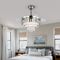 Ventilateur de plafond LED intelligent moderne avec télécommande contrôlée par application, moteur DC 6 vitesses, éclairage à 3 couleurs dimmable pour salon