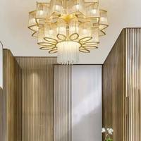 Lustre suspendu LED personnalisé de style designer, en forme de branche de cristal, pour hall d'hôtel, escalier, plafond haut
