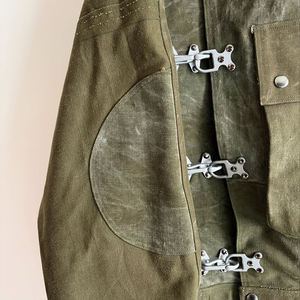 Veste de travail MZN en toile de denim sergé personnalisée, effet vieilli, avec fermeture éclair, crochet de pont, patchwork, style vintage, type marin ou pompier - Product Image 5