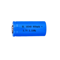Vente en gros CR123A 16340 3.7V 900mAh batterie à tête plate rechargeable au lithium-ion pour stylo laser, lampe de poche à lumière forte,