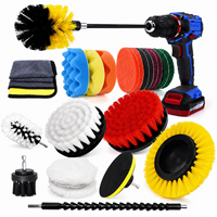 23 pièces de brosses de nettoyage pour perceuse électrique, outils de nettoyage et de lavage de voitures, brosses pour jantes, très vendues