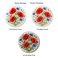 Sous-verre en céramique rond de 10,8 cm, motif coquelicot sauvage, impression UV émaillée, base en liège, pour table basse, décoration intérieure, cadeau