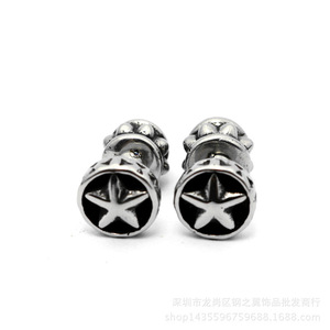 Pendientes yunnique con forma de estrella, acero inoxidable 316, engaste de garra, joyería de moda en blanco y negro para hombres y mujeres - Product Image 5