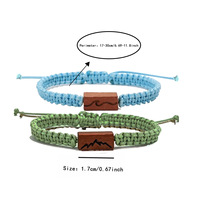 Bracelet en corde tressée à la main avec perles sculptées en bois pour couple, accessoires de mode