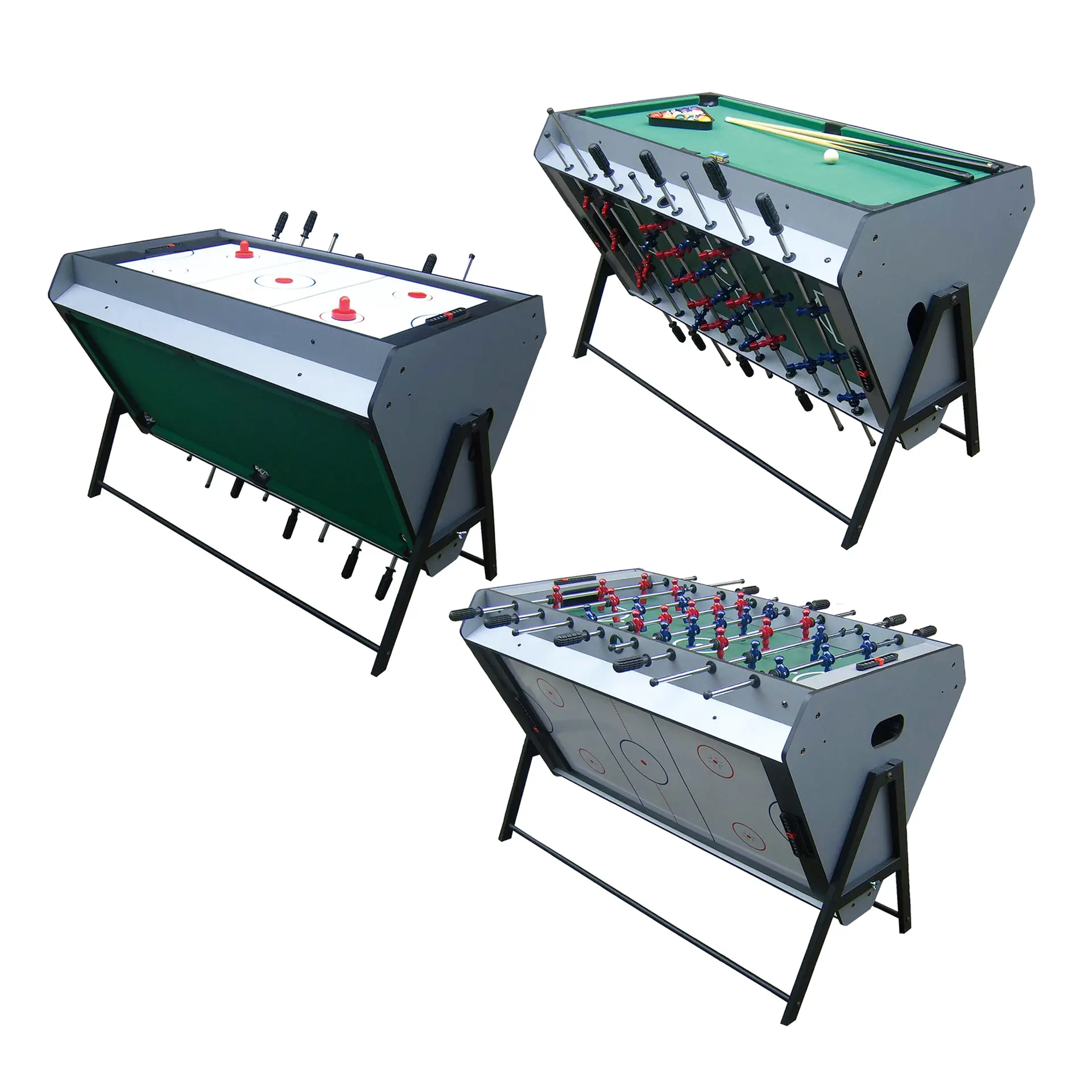 Table de billard intérieure multi-jeux 3 en 1 de 4 pieds, table de billard rotative, baby-foot, air hockey, pour enfants et adultes