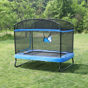 <span class=keywords><strong>Trampoline</strong></span> d'intérieur en acier et EVA de 4 * 6FT en forme de <span class=keywords><strong>rectangle</strong></span> Lit de saut extérieur et intérieur <span class=keywords><strong>Trampoline</strong></span> carré 2 en 1 pour enfants avec filet de sécurité - Product Image 4