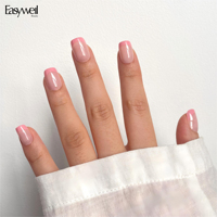 Easywell, vente chaude, faux ongles en chrome français, 30 pièces, courts, carrés, acryliques, réutilisables, de haute qualité, faux ongles blancs, emballage