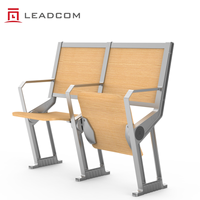LEADCOM LS-423 Chaise de conférence moderne avec accoudoirs en bois, chaise de salle de conférence à plateau relevable en contreplaqué, pour salle de classe universitaire à niveaux