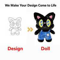 Peluche chat noir aux grands yeux, mignon et amusant, pour la décoration de chambre et de maison, cadeau d'anniversaire, logo personnalisé disponible en gros