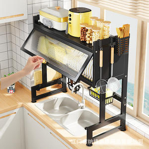 Estante para platos de cocina Najia con escurridor, organizador de fregadero, puertas de armario a prueba de polvo, estante cuadrado multiusos para uso doméstico - Product Image 2