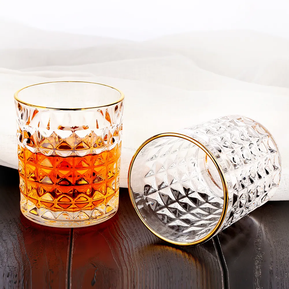 European-style embossed glass with gilt whisky glass for the bar household water cup