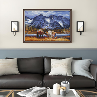 Kit de Peinture Diamant Personnalisé Paysage Western Sommet Enneigé Broderie Mosaïque à Diamants Carrés Décoration Murale Idée Cadeau Vente en Gros