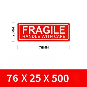 Mango de advertencia con cuidado, rollo de etiquetas adhesivas de papel frágil, embalaje de vidrio amarillo rosa, envío para pequeñas empresas - Product Image 5