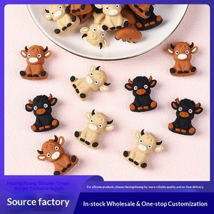 Perles en silicone 3D Vache des Highlands, très demandées, pour colliers DIY, perles focales en époxy animaux de dessin animé, fournitures de fabrication de bijoux - Product Image 2