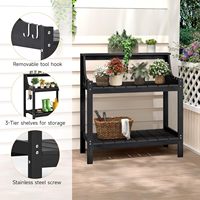 Support de plantes d'extérieur noir à 3 niveaux, banc de jardinage en HDPE résistant aux intempéries, sans rouille, sans décoloration, pour balcon et jardin