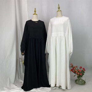 Basic Butterfly Sleeve Closed Abaya <b>Dress</b> Solid Color with Inside Belt <b>for</b> Muslim Ladies Daily Wear 6836# - Product Image 5