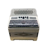 Accordéon diatonique OEM, 34 boutons, 12 basses, 5 registres, corps blanc brillant, grille argentée, boutons blancs JB3412D