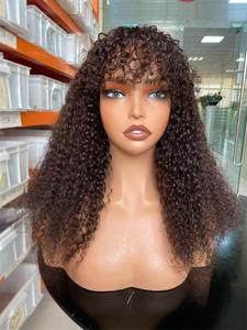 Curtain Bangs Wig Curly <strong>Jerry</strong> <strong>Curl</strong> Human Hair Non-Lace Wig With Curly Edges - Product Image 2