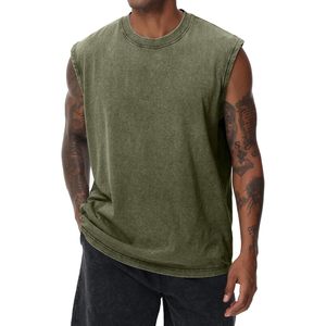 Mens Cotton Sleeveless Tank <b>Top</b> Plain Dyed Breathable Loose Fit Gym Beach Wear - Product Image 1