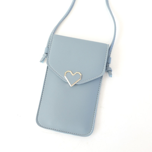 女性用ハート型財布レザークロスボディショルダーバッグウォレットケース携帯電話ポーチ - Product Image 1