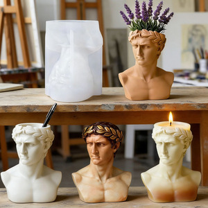 Moule en silicone David Figure Statue, forme de <span class=keywords><strong>buste</strong></span> grec en silicone pour artisanat DIY, pot en béton, résine époxy, <span class=keywords><strong>argile</strong></span>, moule en ciment - Product Image 1