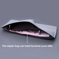 Dompet Kanvas Pendek Pria Dompet Koin Beritsleting Gaya Denim Desain Baru Tanpa Merek Ultra Tipis PU Ringan