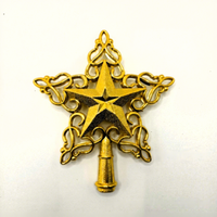 En stock: Adornos de estrella para la punta del árbol de Navidad, transfronterizos, dorados, plateados, rojos, electrochapados, pentagramas huecos, modernos y minimalistas.