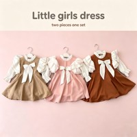 Ensemble 2 pièces pour petites filles YQ279 à 4,35 dollars, robe à volants en dentelle avec pantalon, vêtements décontractés pour enfants, tenue de fête pour enfants